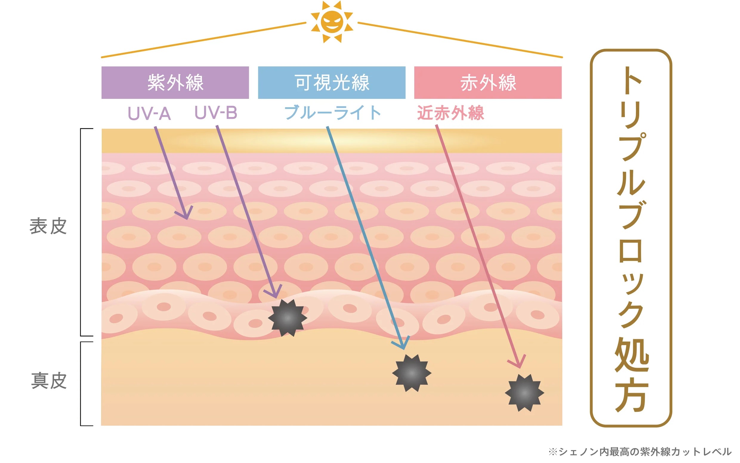 紫外線・近赤外線・ブルーライトをトリプルブロック